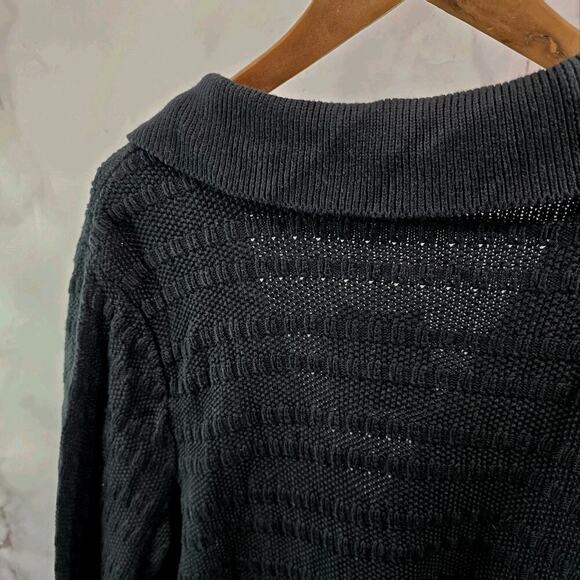 J Jill Cardigan Womens XL Black Sweater Blazer Wearever Textured Button Cotton - Picture 6 of 12